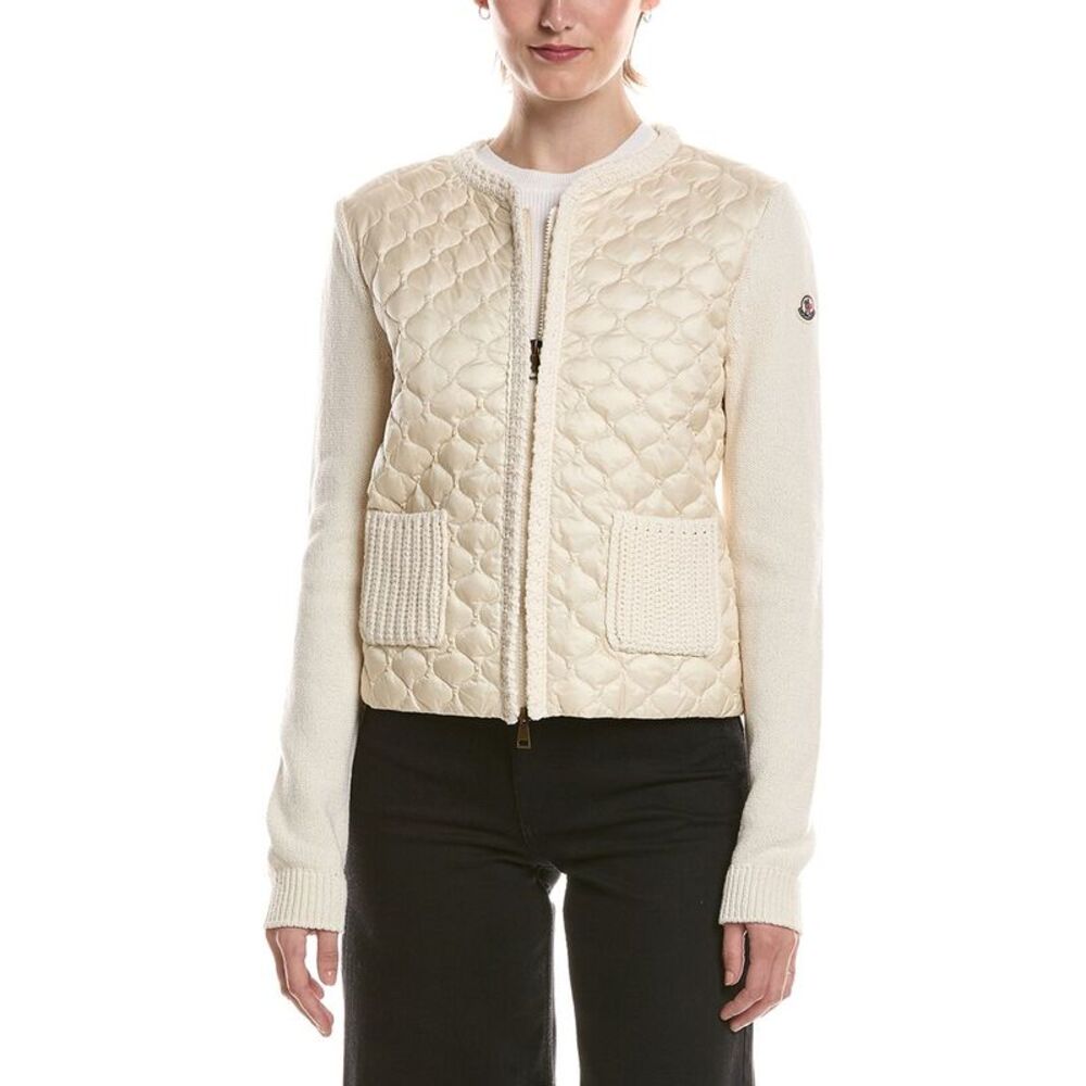 Moncler Womens  Knit Down Jacket, White